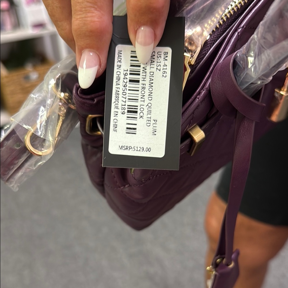 Badgley Mischka Purple Quilted Satchel - Picture 3 of 5